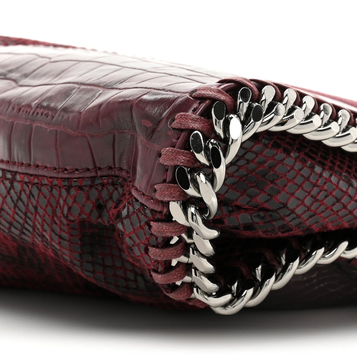 Eco Python Croc Small Falabella Fold Over Tote Red