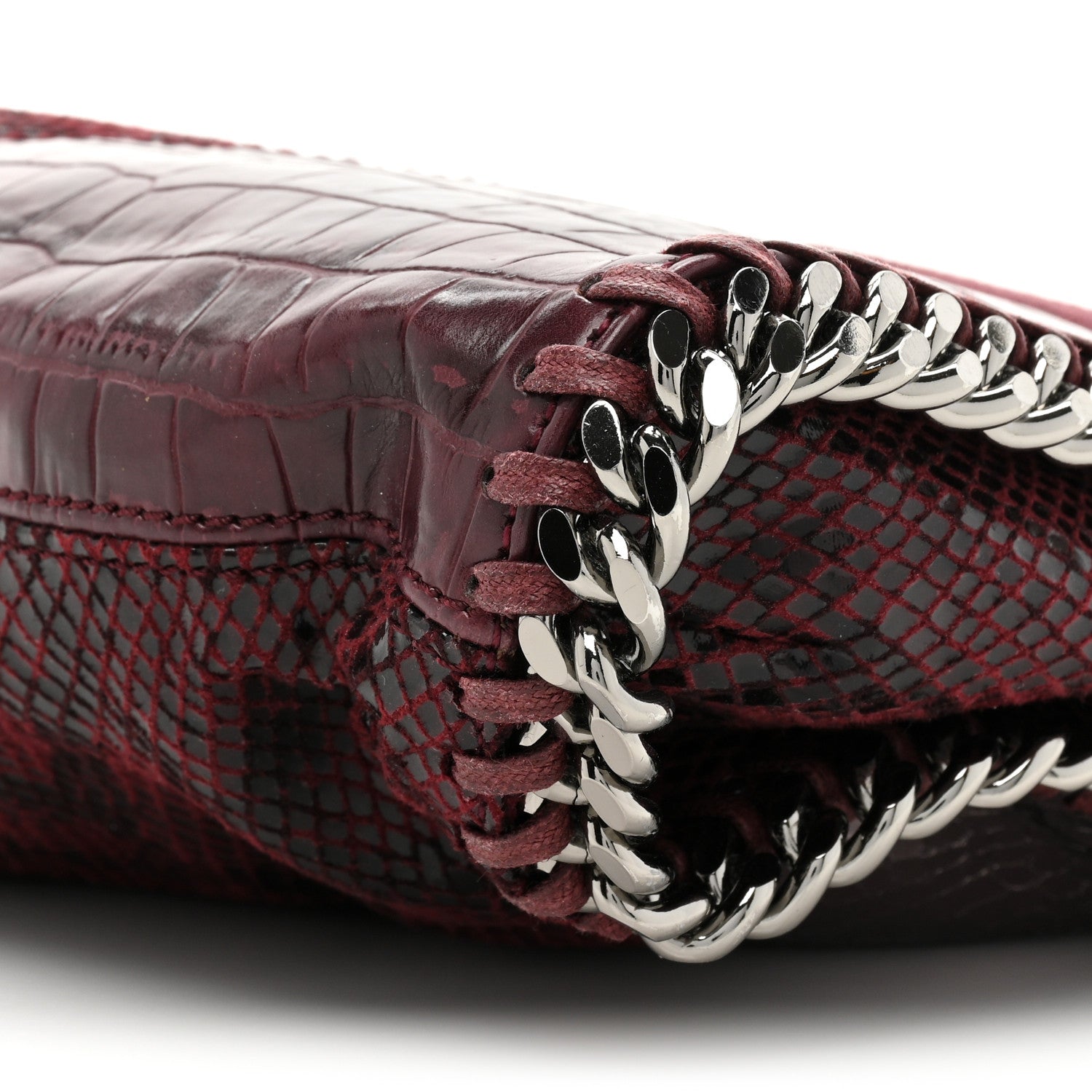 Stella McCartney Eco Python Croc Small Falabella Fold Over Tote Red 7 of 8