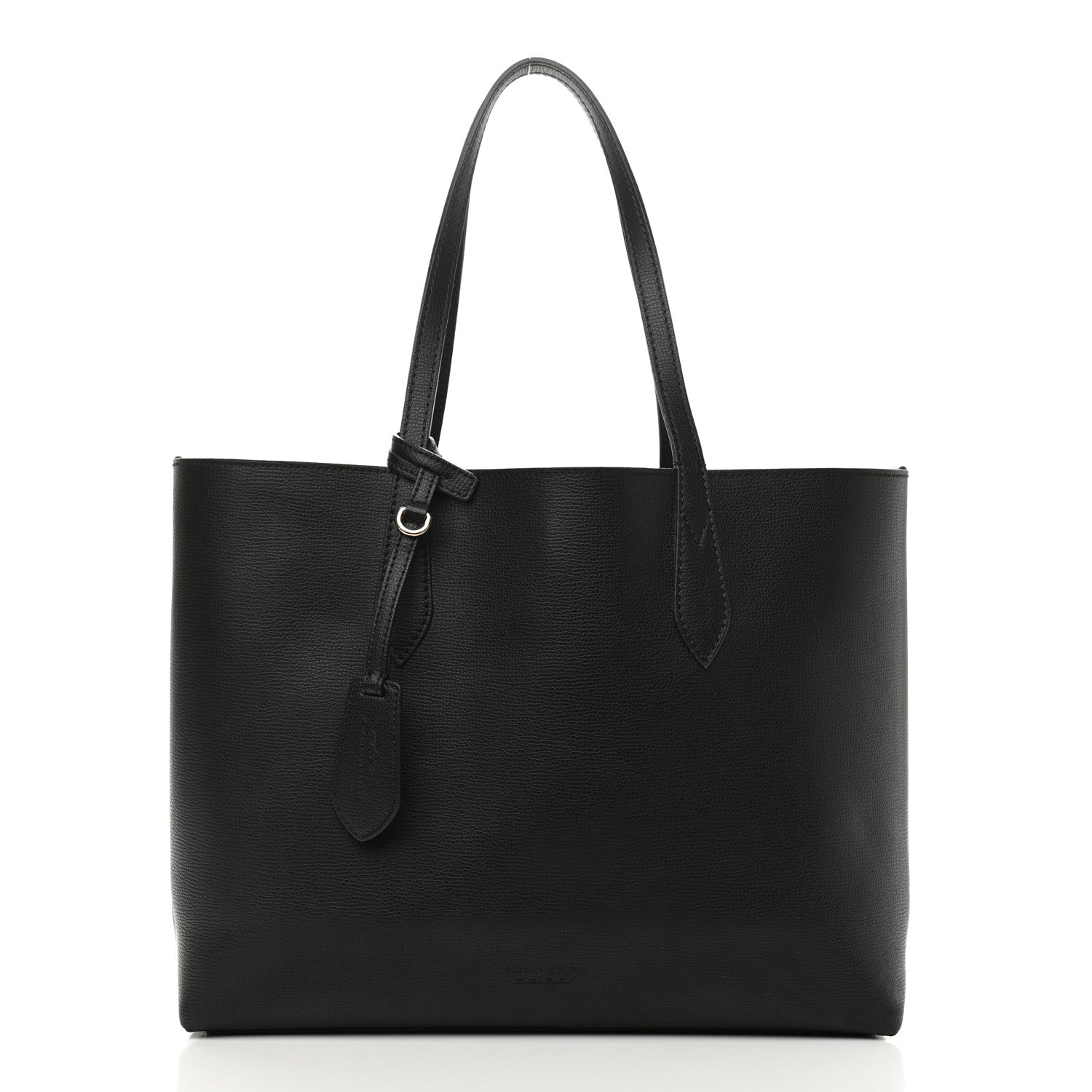 Burberry Grainy Calfskin Haymarket Check Medium Reversible Tote Black 3 of 17