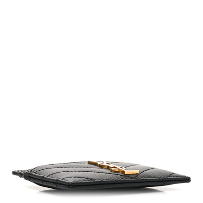 Saint Laurent Grain De Poudre Matelasse Chevron Cassandre Credit Card Case Black 4 of 7