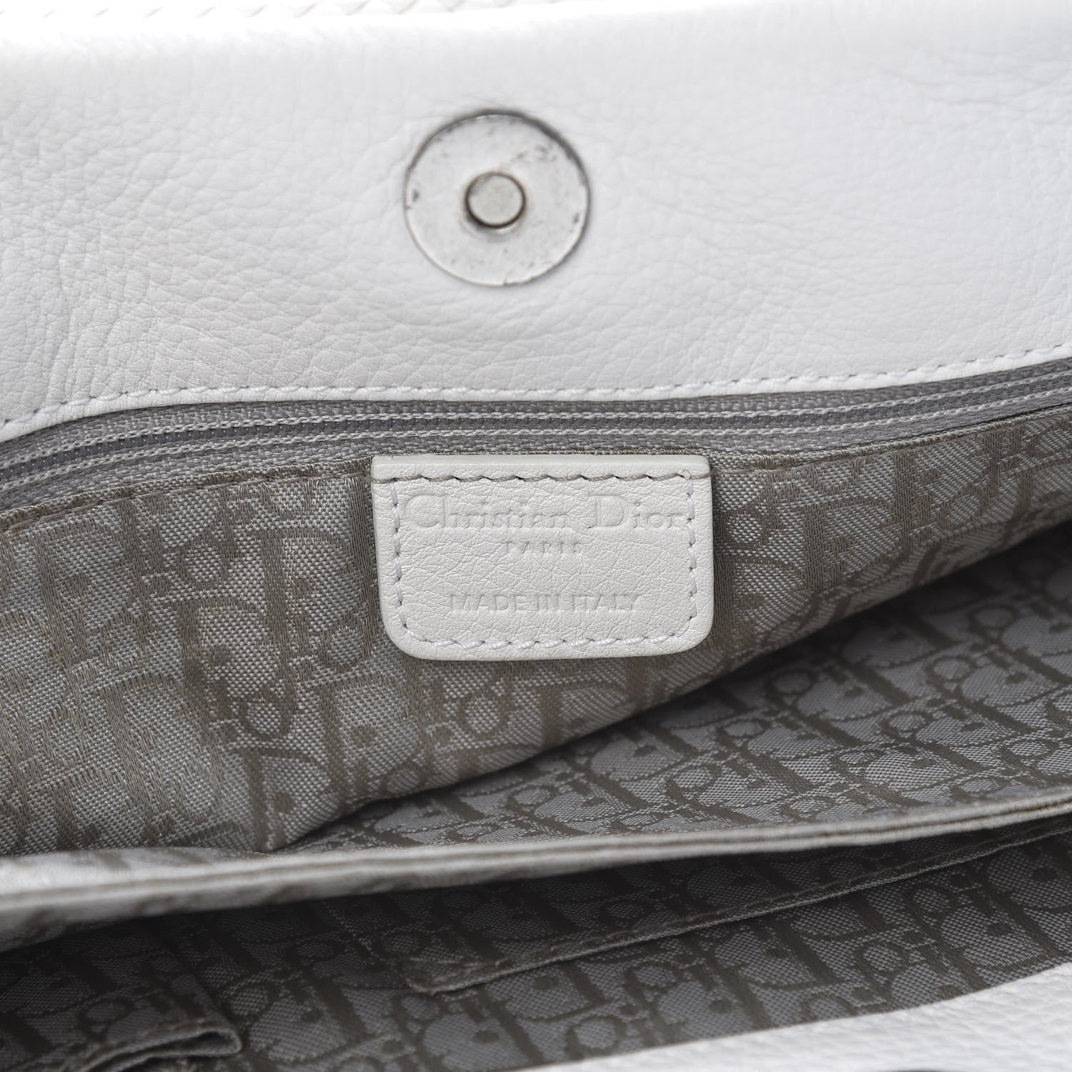 Christian Dior Calfskin Braided Gaucho Double Saddle Bag White 6 of 13