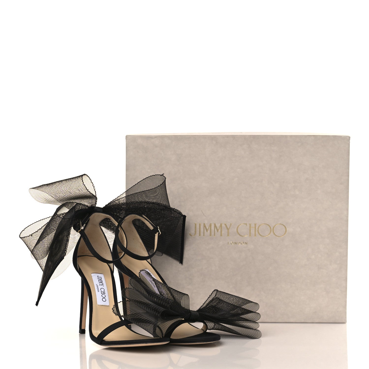 Jimmy Choo Grosgrain Aveline Bow 100 Sandals 39 Black 9 of 9