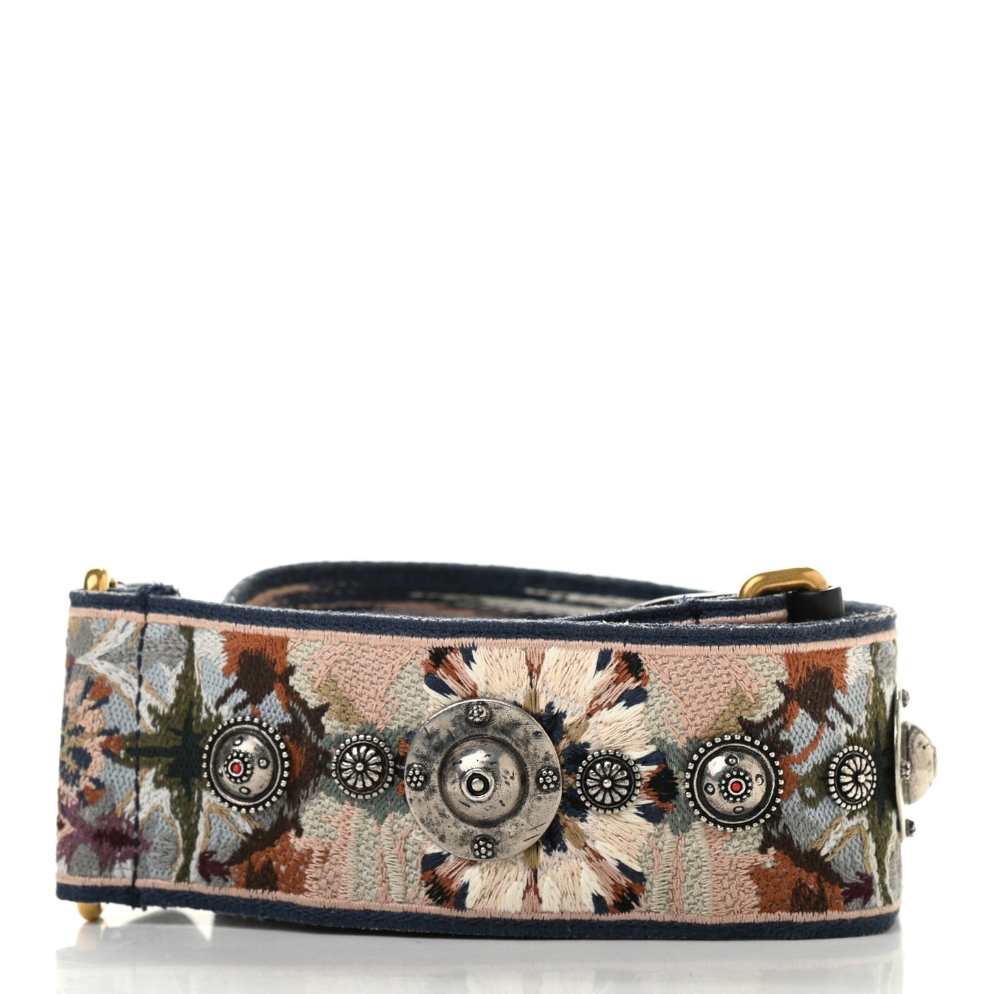 Canvas Embroidered Studded KaleiDiorscopic Shoulder Strap Multicolor