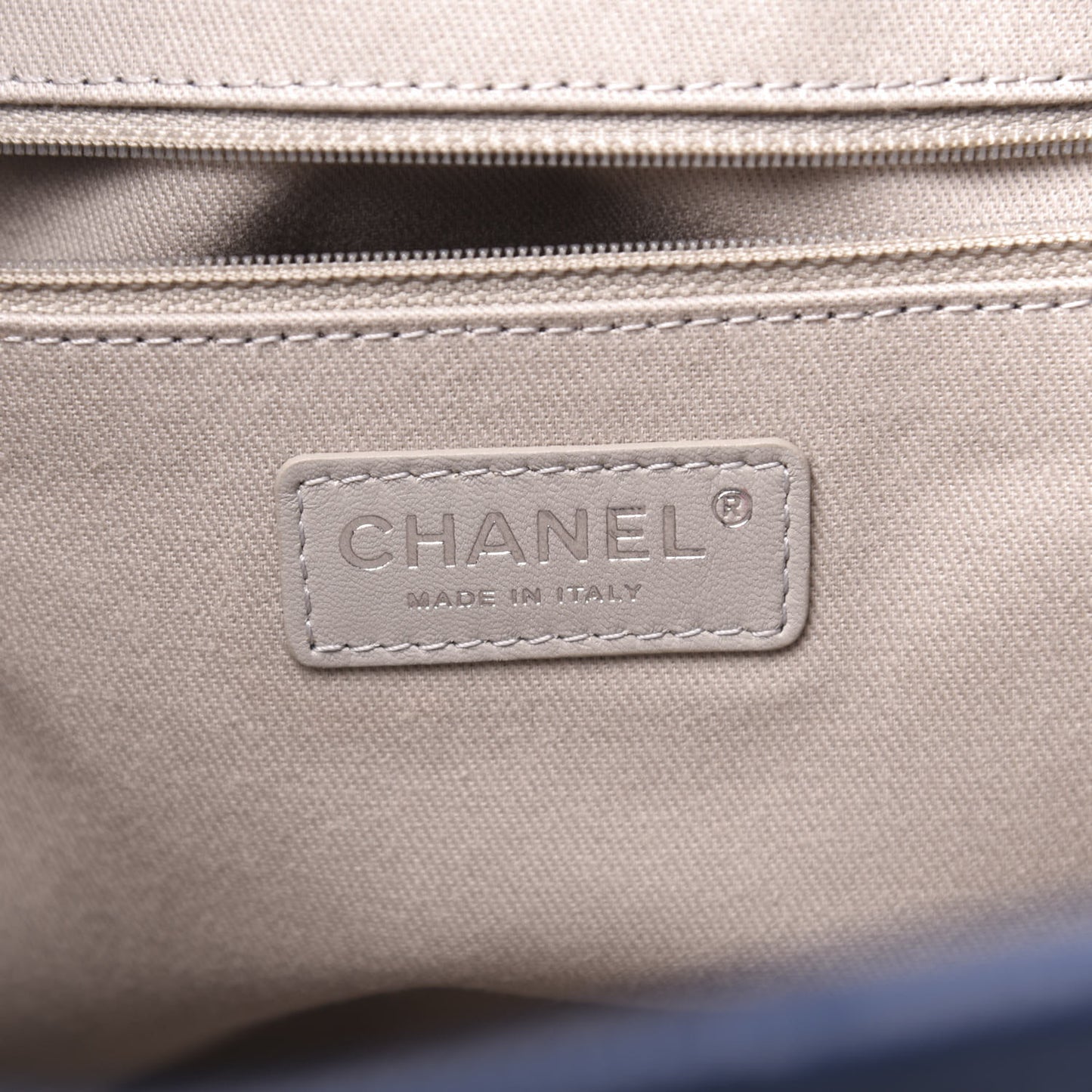 Glazed Calfskin Small Deauville Tote Blue