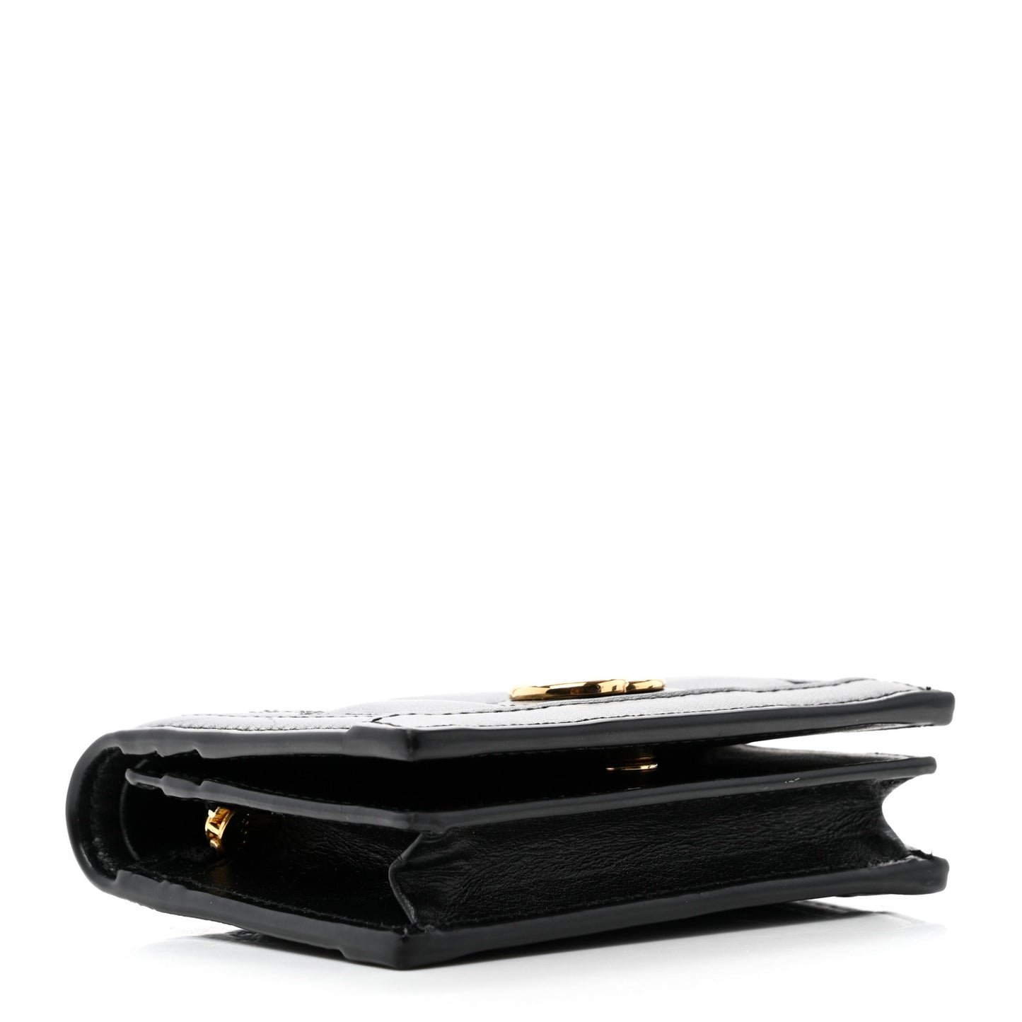 Calfskin GG Matelasse Card Case Wallet Black