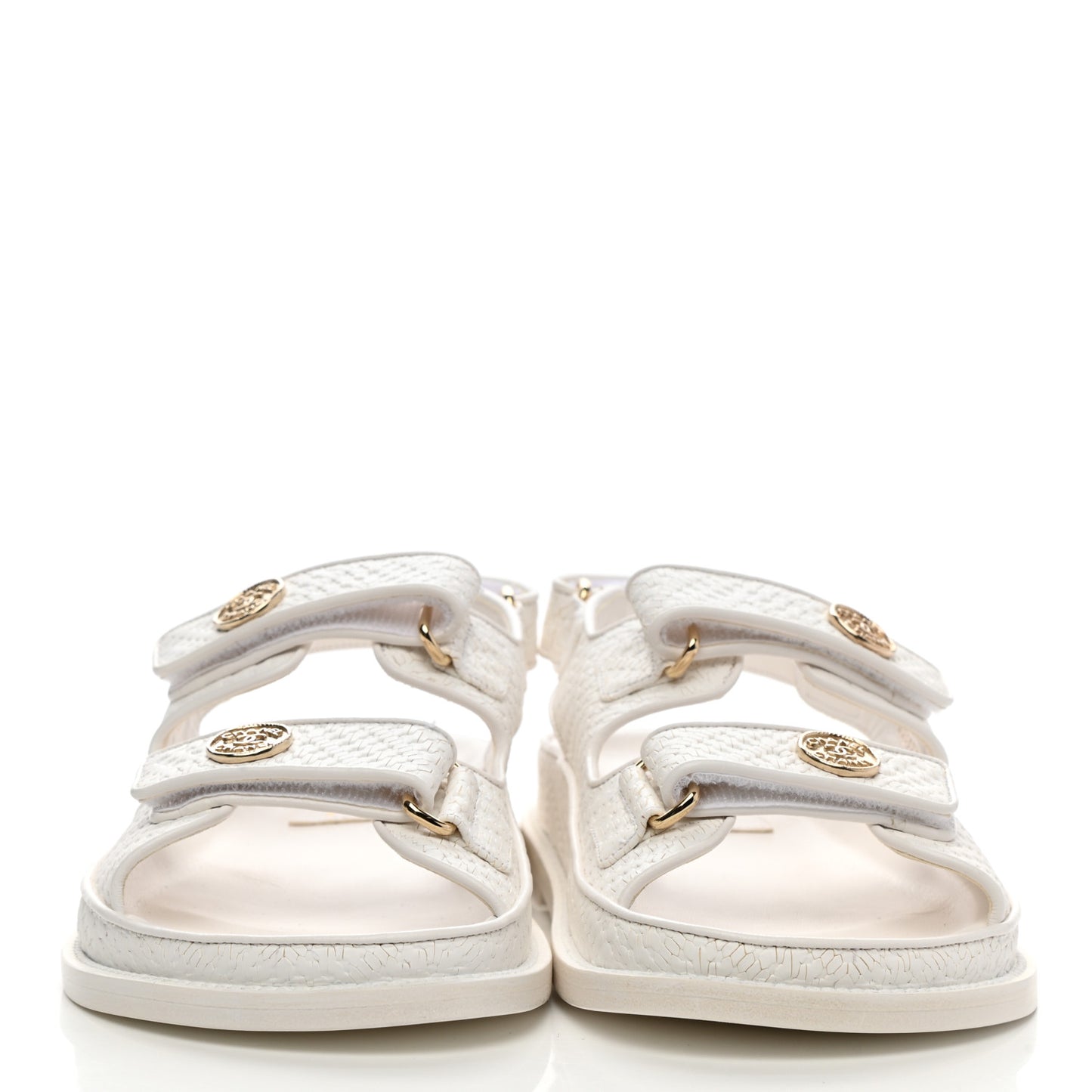 Calfskin Printed Velcro Dad Sandals 39 White