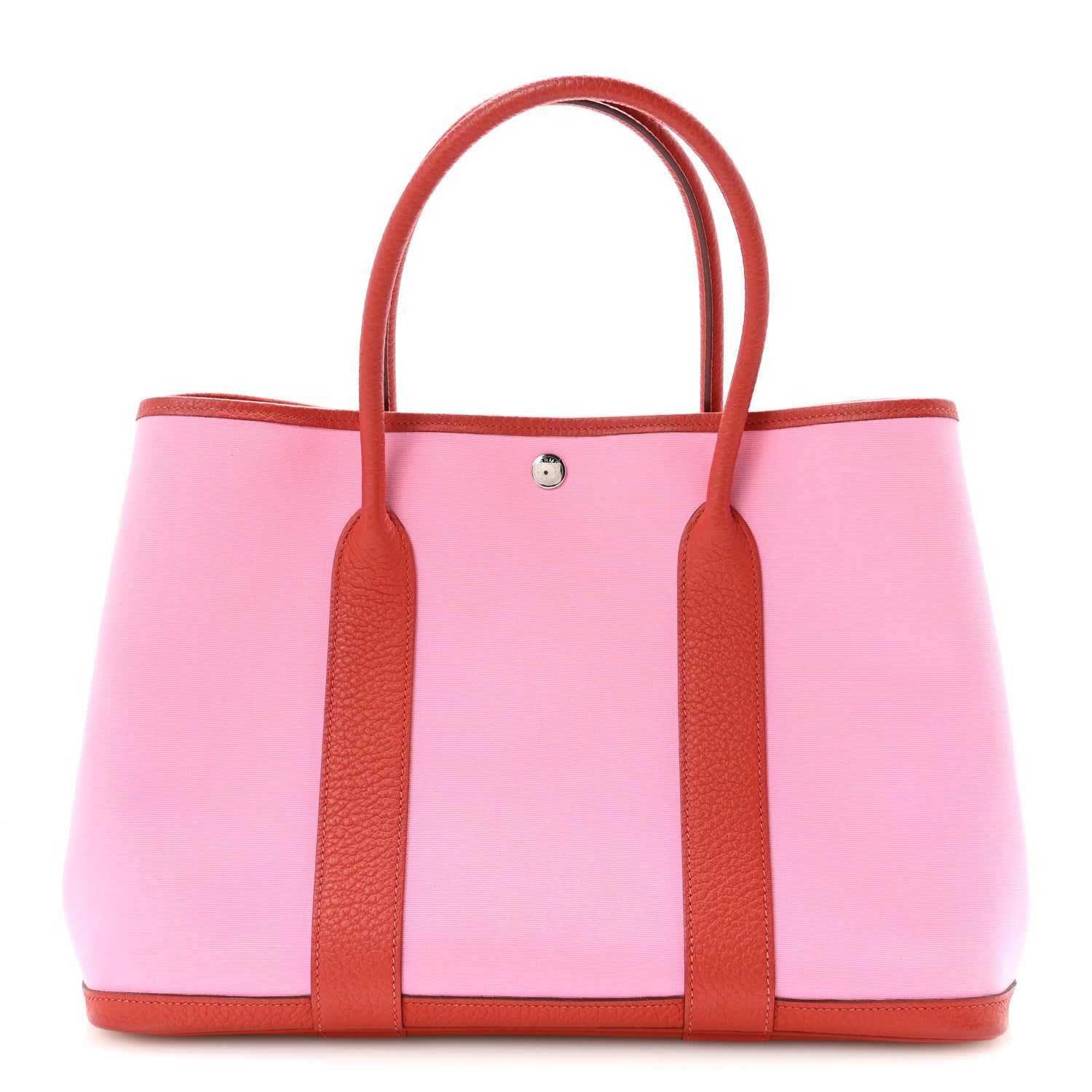 Hermes Toile Militaire Vache Country Garden Party Tote 36 Bubblegum Rouge Duchesse 1 of 9