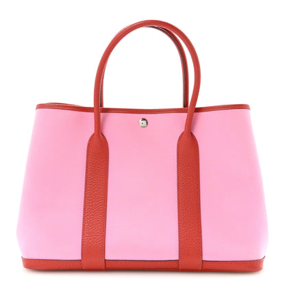 Hermes Toile Militaire Vache Country Garden Party Tote 36 Bubblegum Rouge Duchesse 1 of 9