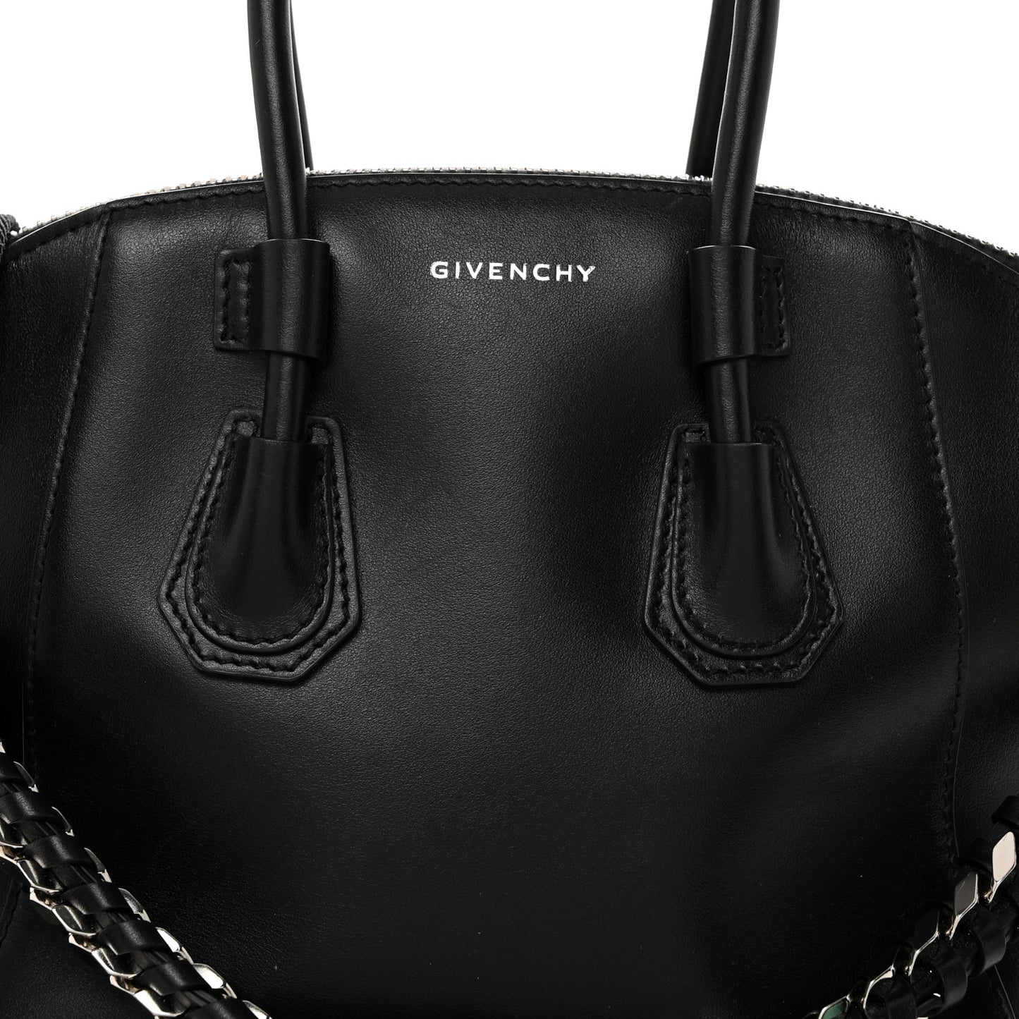 Shiny Lord Calfskin Mini Sport Antigona With Chain Black