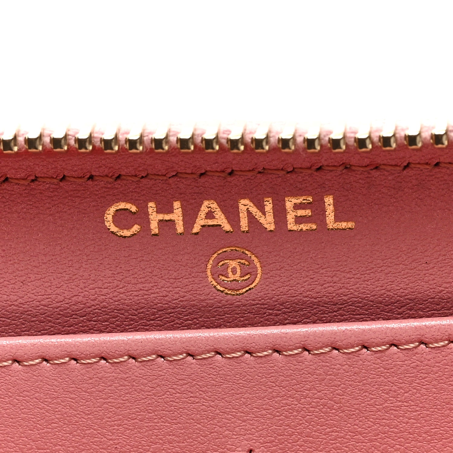 Chanel Metallic Caviar Quilted Large Gusset Zip Around Wallet Pink 6 of 7