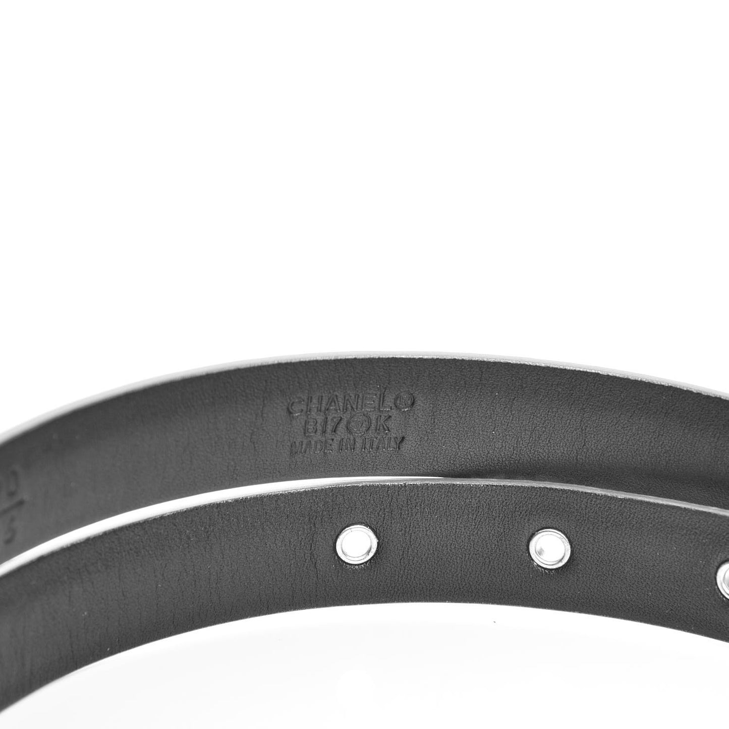 Glitter Calfskin CC Logo Skinny Belt 90 36 Silver