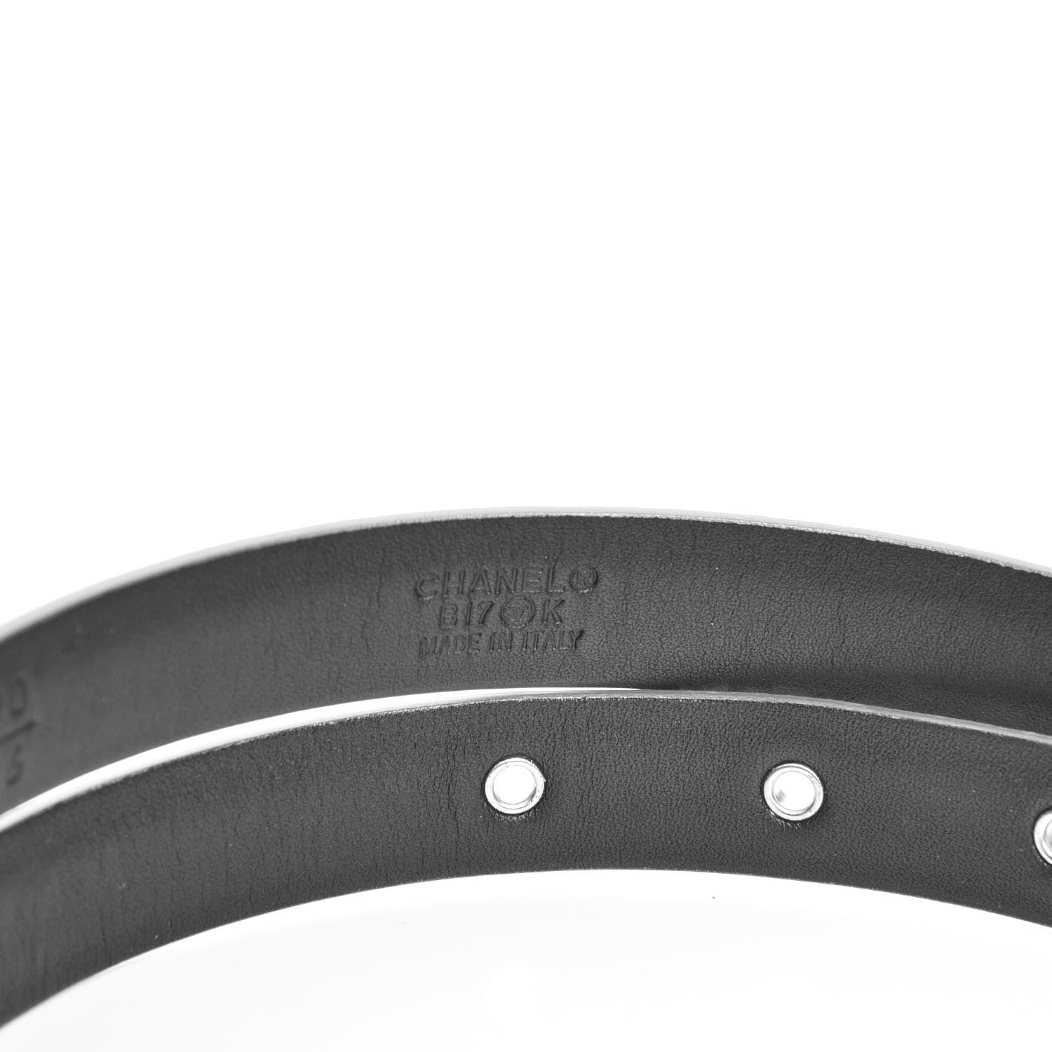 Chanel Glitter Calfskin CC Logo Skinny Belt 90 36 Silver 6 of 7
