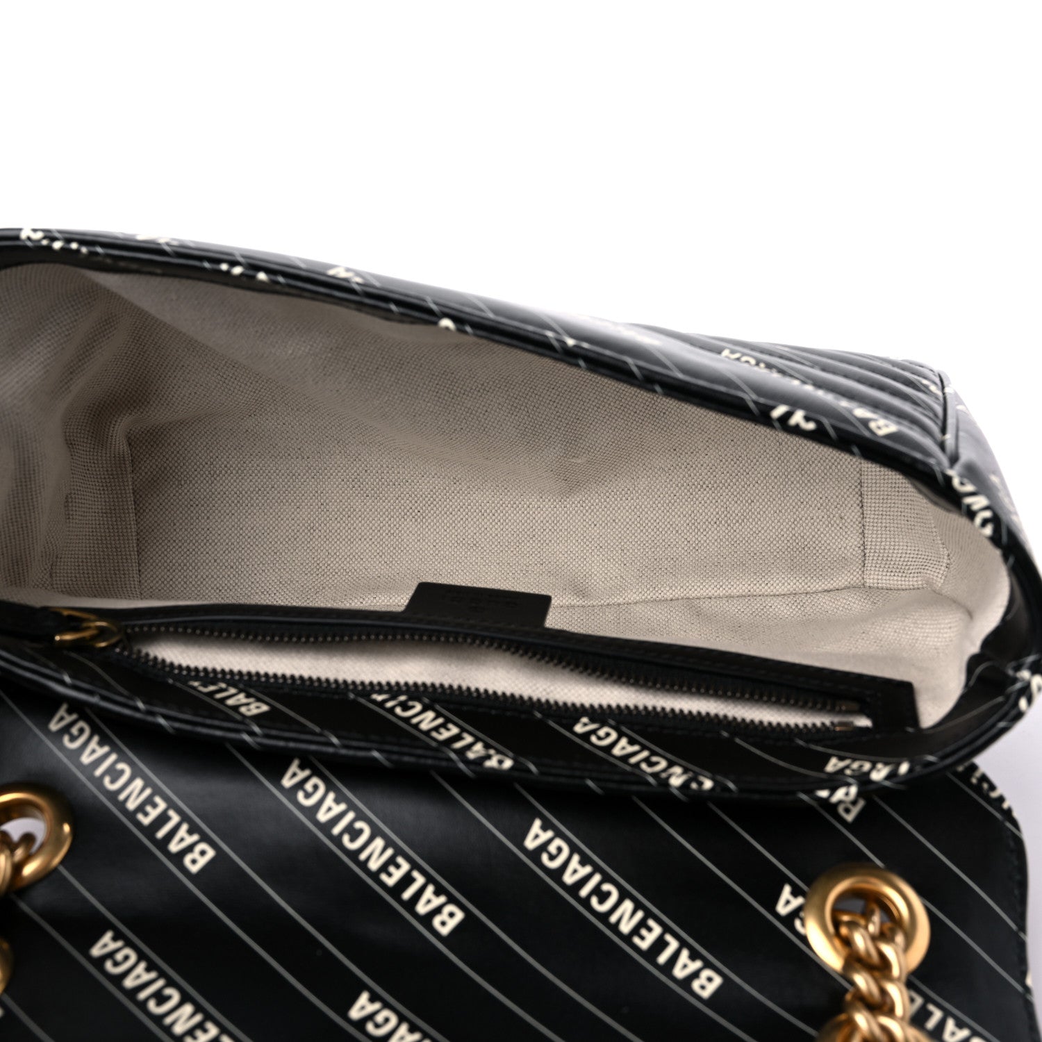 Gucci X BALENCIAGA Calfskin Matelasse Logo Print Small GG Marmont Shoulder Bag Black 5 of 9