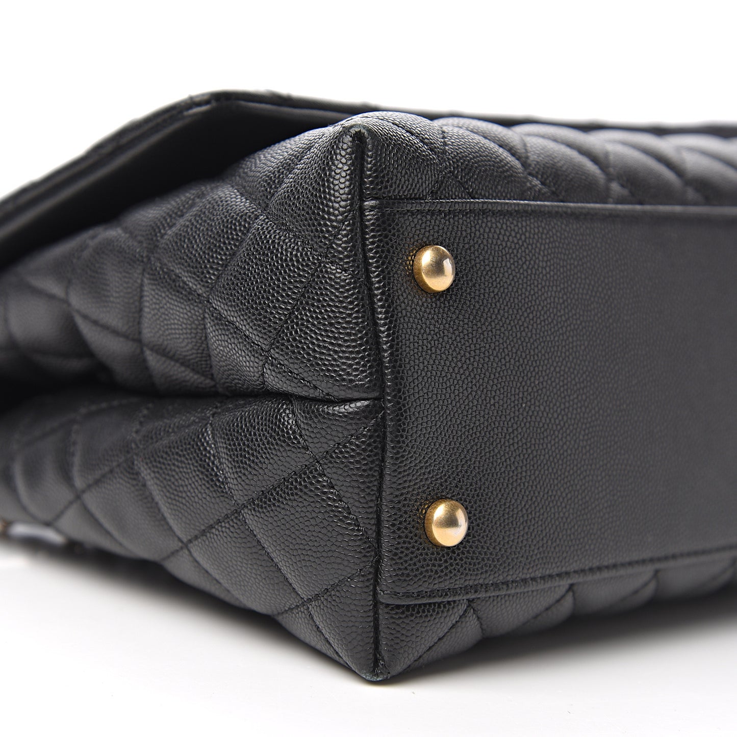 Caviar Lizard Embossed Quilted Small Coco Handle Flap Black