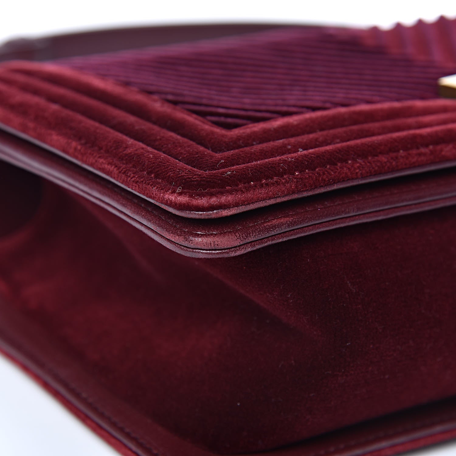 Chanel Velvet Chevron Quilted Medium Boy Flap Burgundy 9 of 15