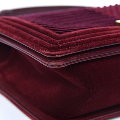 Chanel Velvet Chevron Quilted Medium Boy Flap Burgundy 9 of 15