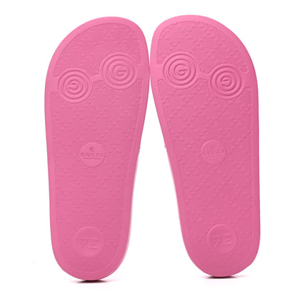 Gucci Rubber Womens Logo Slide Sandals 38 Fuchsia 5 of 7