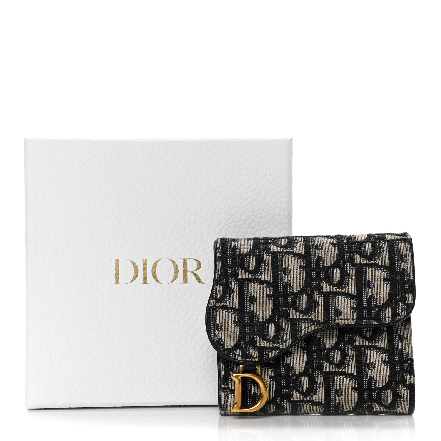 Christian Dior Oblique Saddle Lotus Wallet Blue 10 of 10
