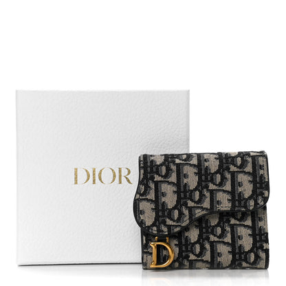 Christian Dior Oblique Saddle Lotus Wallet Blue 10 of 10