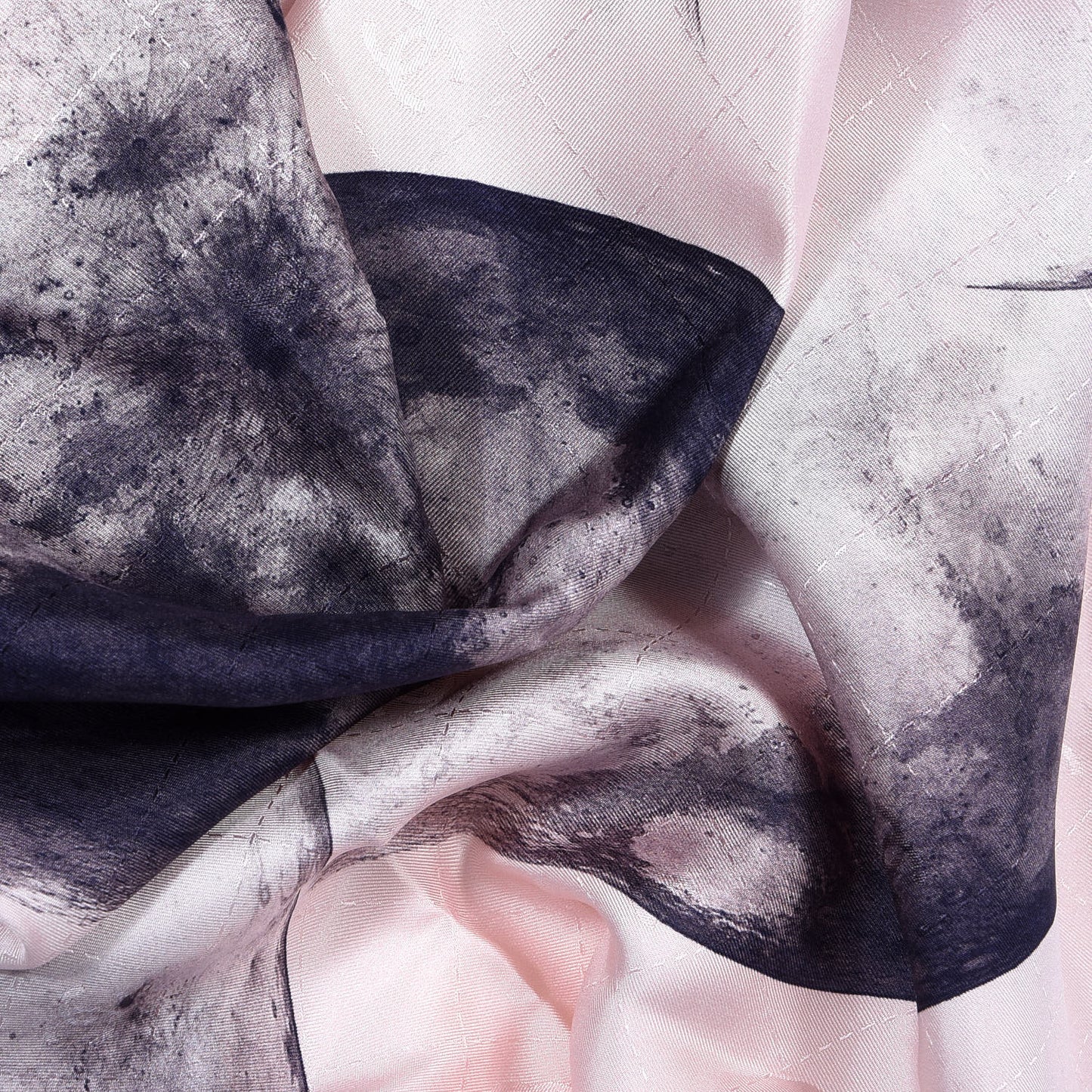 Silk Camellia Print Square Scarf Blue Pink