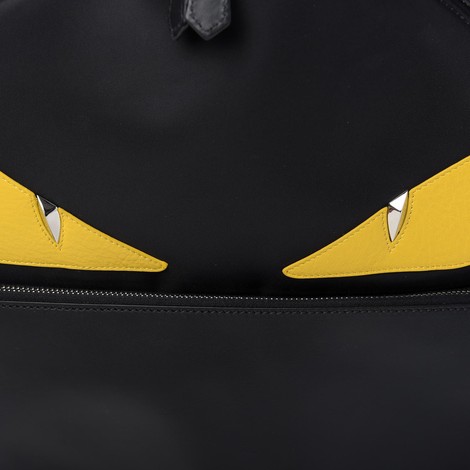 Fendi Nylon Vitello Liberty Vitello Dolce Monster Eyes Rounded Backpack Black Sunflower 9 of 9