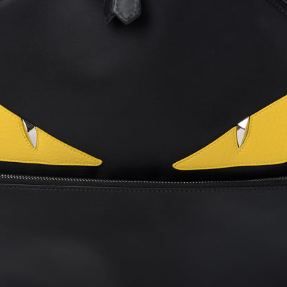 Fendi Nylon Vitello Liberty Vitello Dolce Monster Eyes Rounded Backpack Black Sunflower 9 of 9