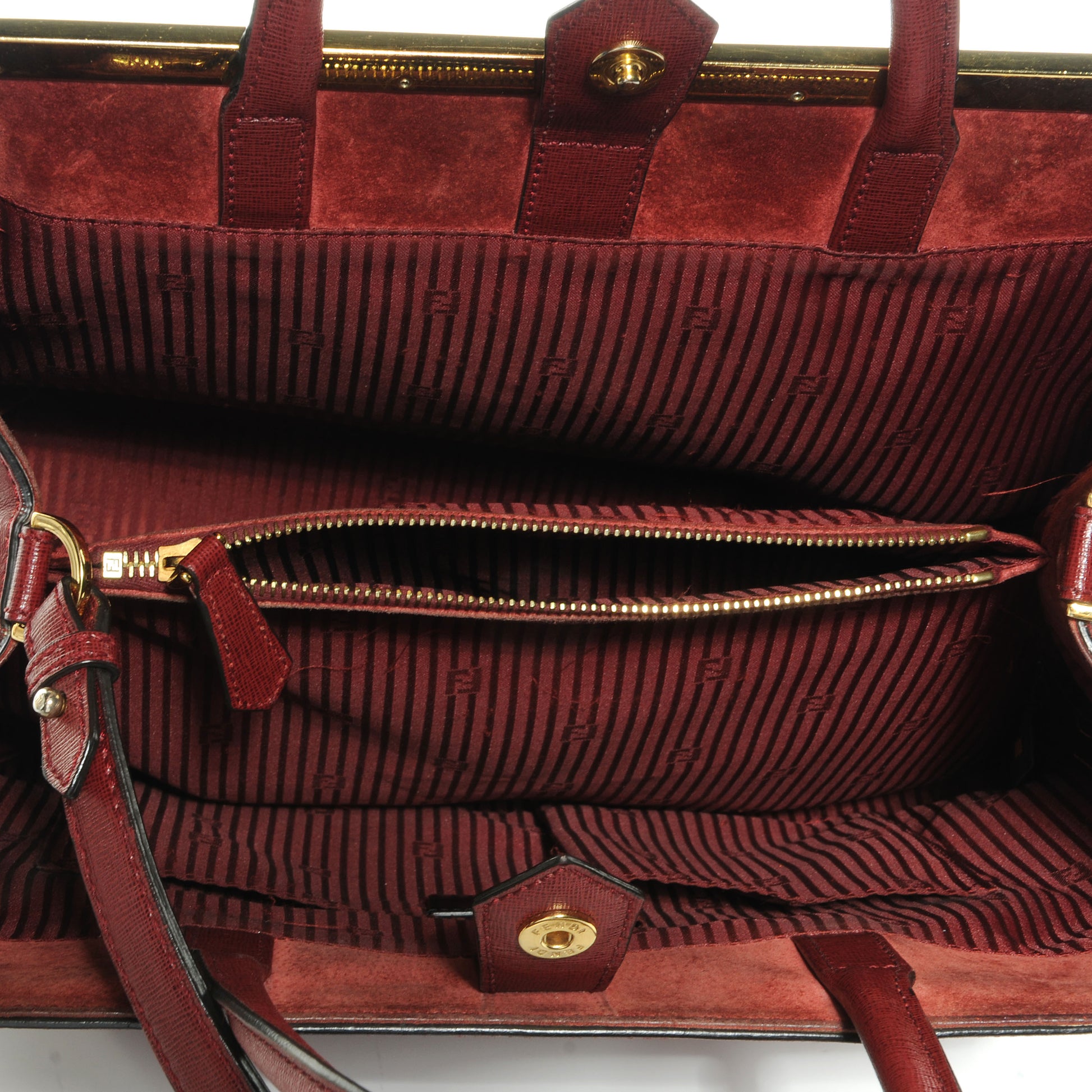 Fendi Vitello Elite Regular 2Jours Tote Rosso Scuro Ciliegia 5 of 12