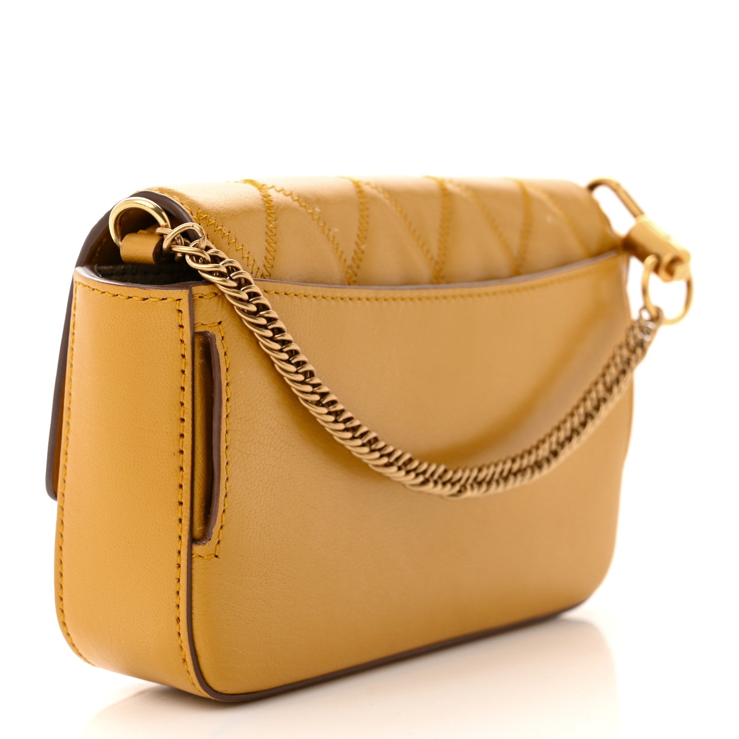 Givenchy Goatskin Quilted GV3 Mini Pocket Convertible Bag Golden 3 of 9