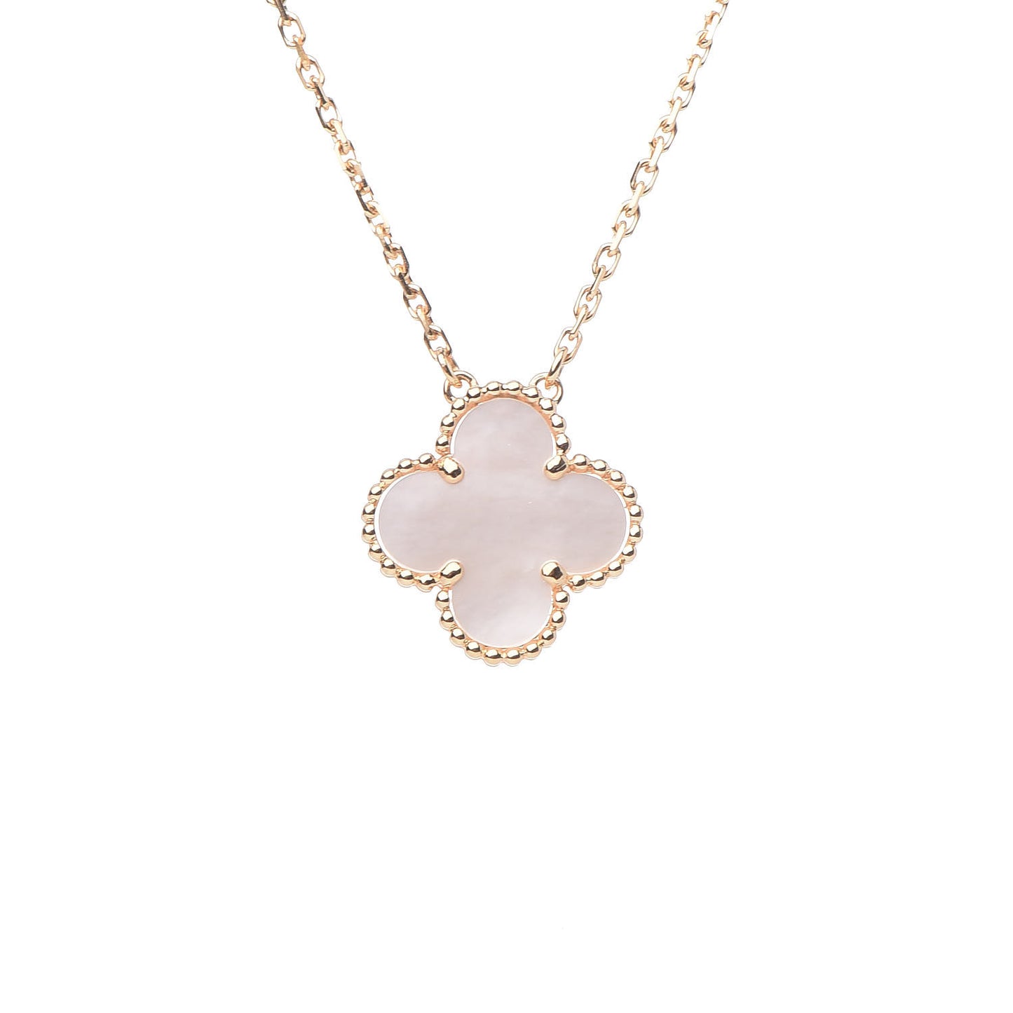 18K Yellow Gold Mother of Pearl Vintage Alhambra Pendant Necklace