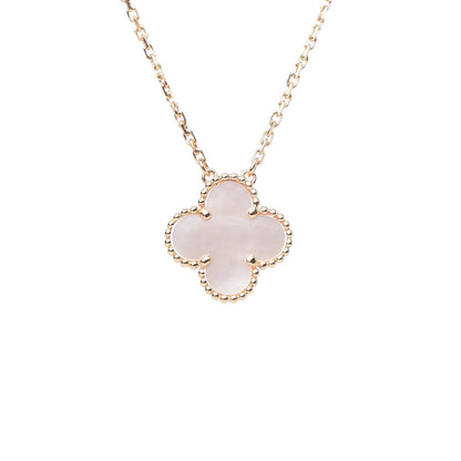 Van Cleef & Arpels 18K Yellow Gold Mother of Pearl Vintage Alhambra Pendant Necklace 4 of 8