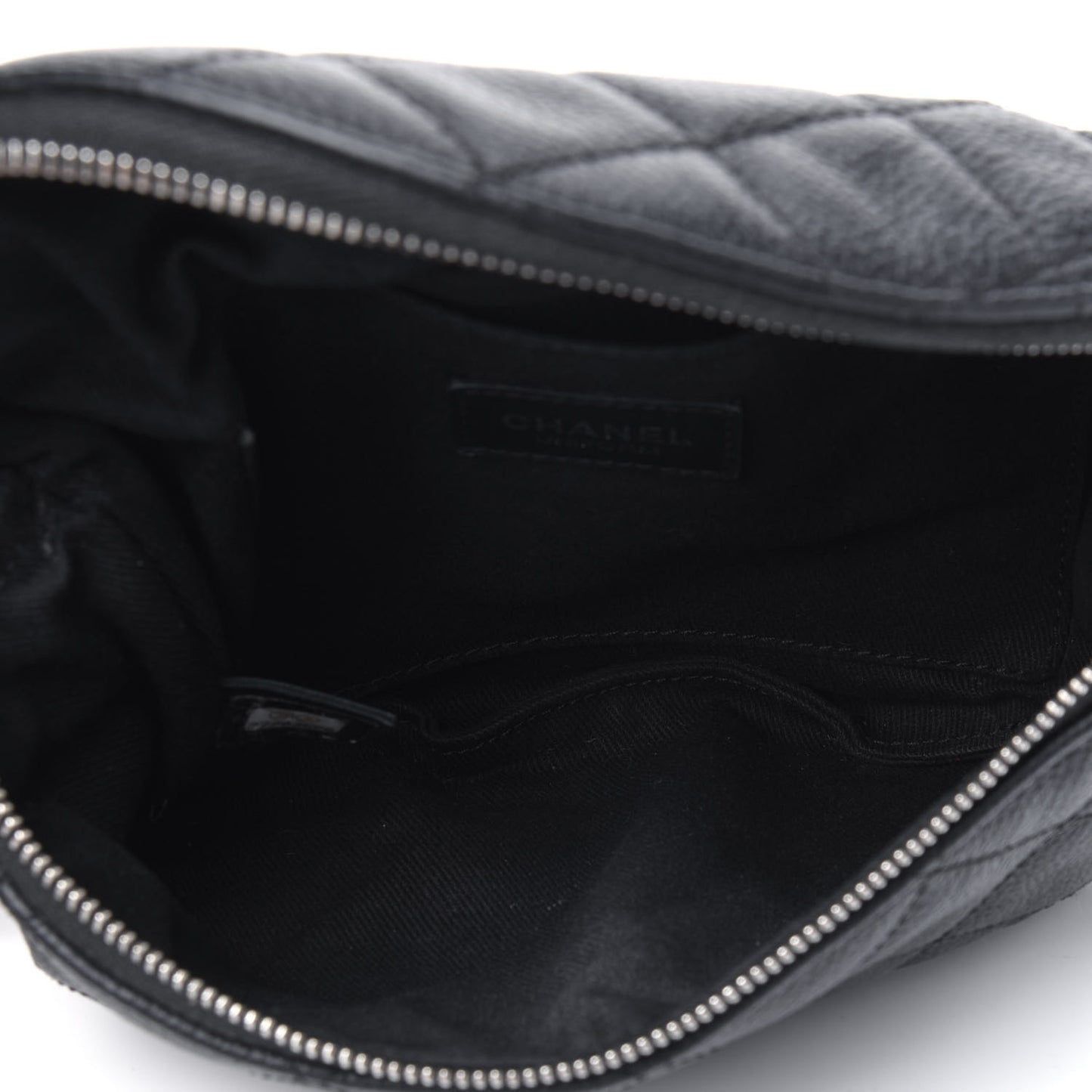 Grained Calfskin Quilted Waist Belt Bag Black