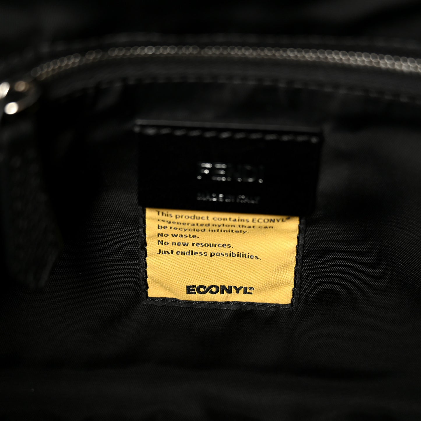 Econyl Nylon Cuoio Romano Monochrome Medium Baguette Messenger Bag Black