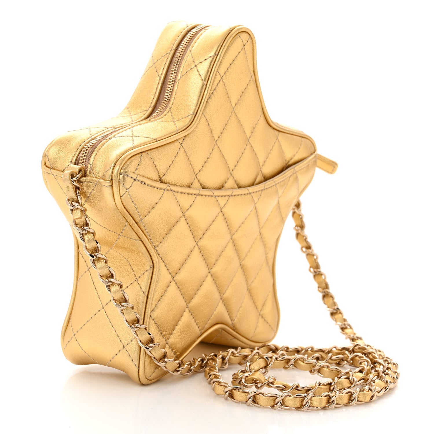 Chanel Metallic Lambskin Quilted Walk Of Fame Star Bag Gold 3 of 10