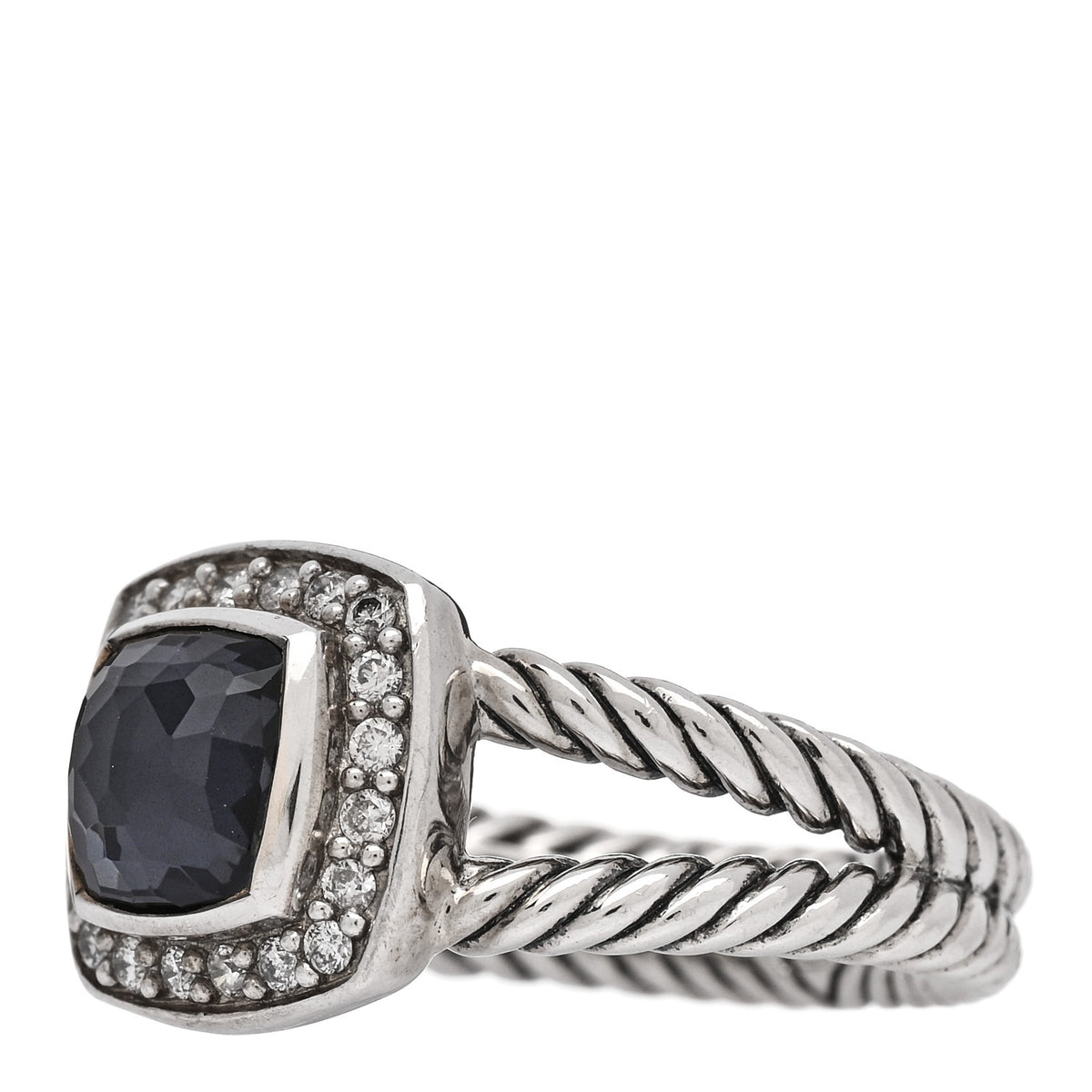 Sterling Silver Diamond Black Orchid 7mm Petite Albion Ring 52 6