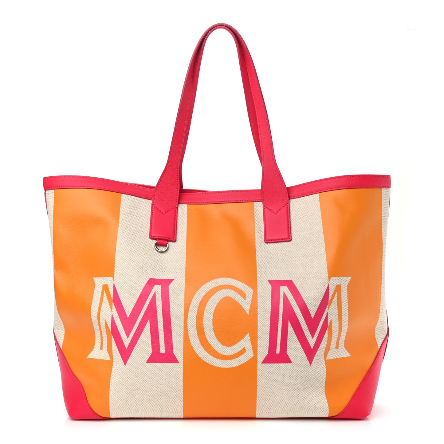 Canvas Stripe Ilse Large Shopper Tote Orange Pink