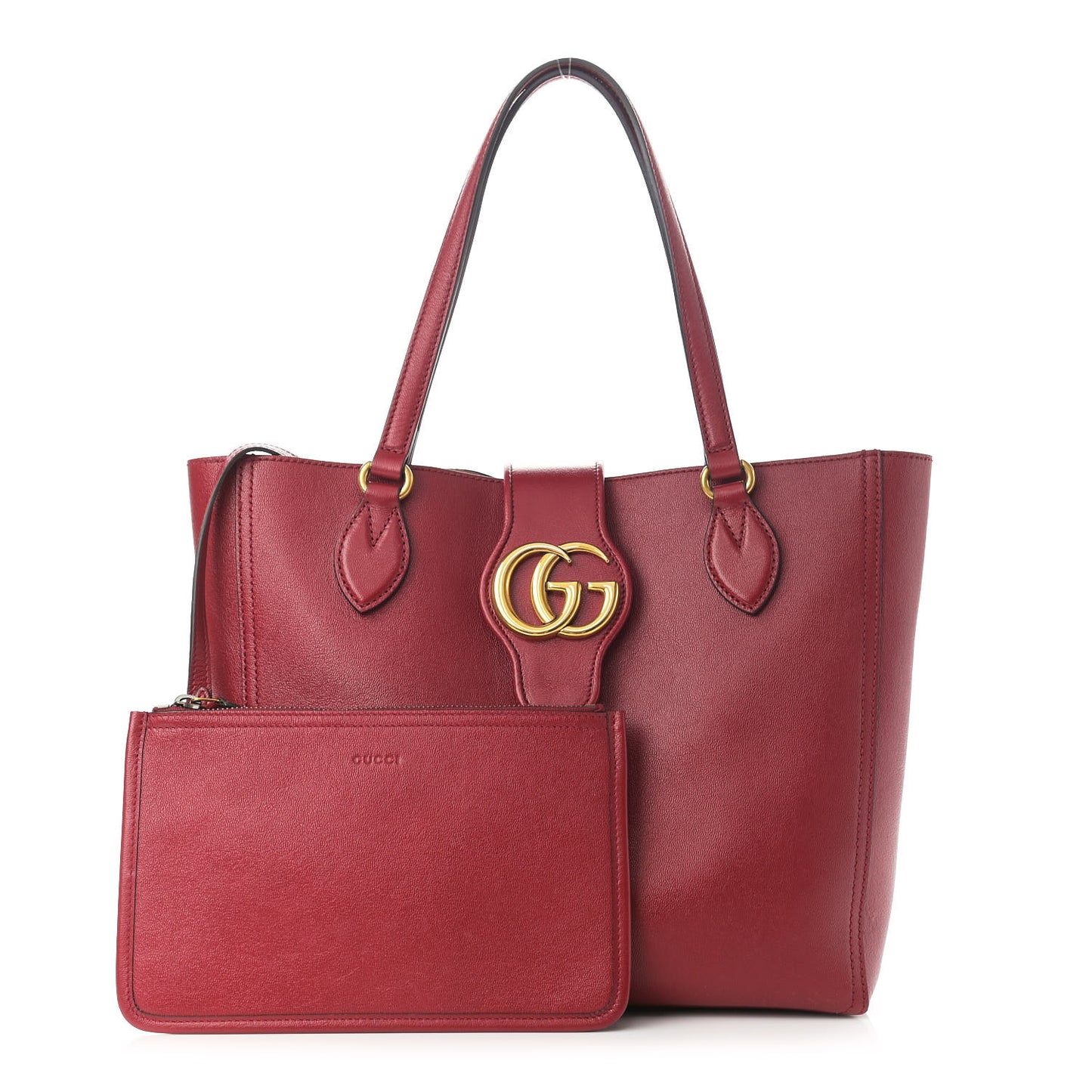 New Sakai Calfskin Lux Small Dahlia Tote New Cherry Red