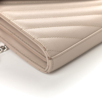 Saint Laurent Grain De Poudre Matelasse Chevron Monogram Chain Wallet Rose Poudre 10 of 18