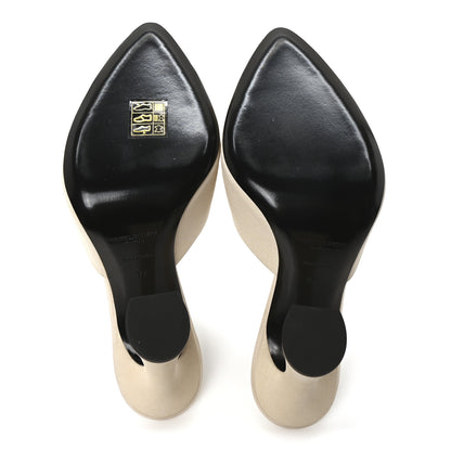Saint Laurent Crepe De Chine Suite Mule Sandals 37 Pale Sand 6 of 10