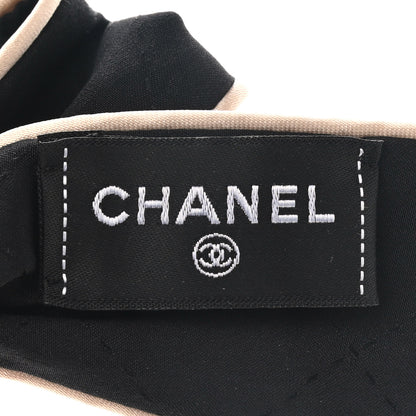 Chanel Silk Hair Tie Black Ivory 4 of 5