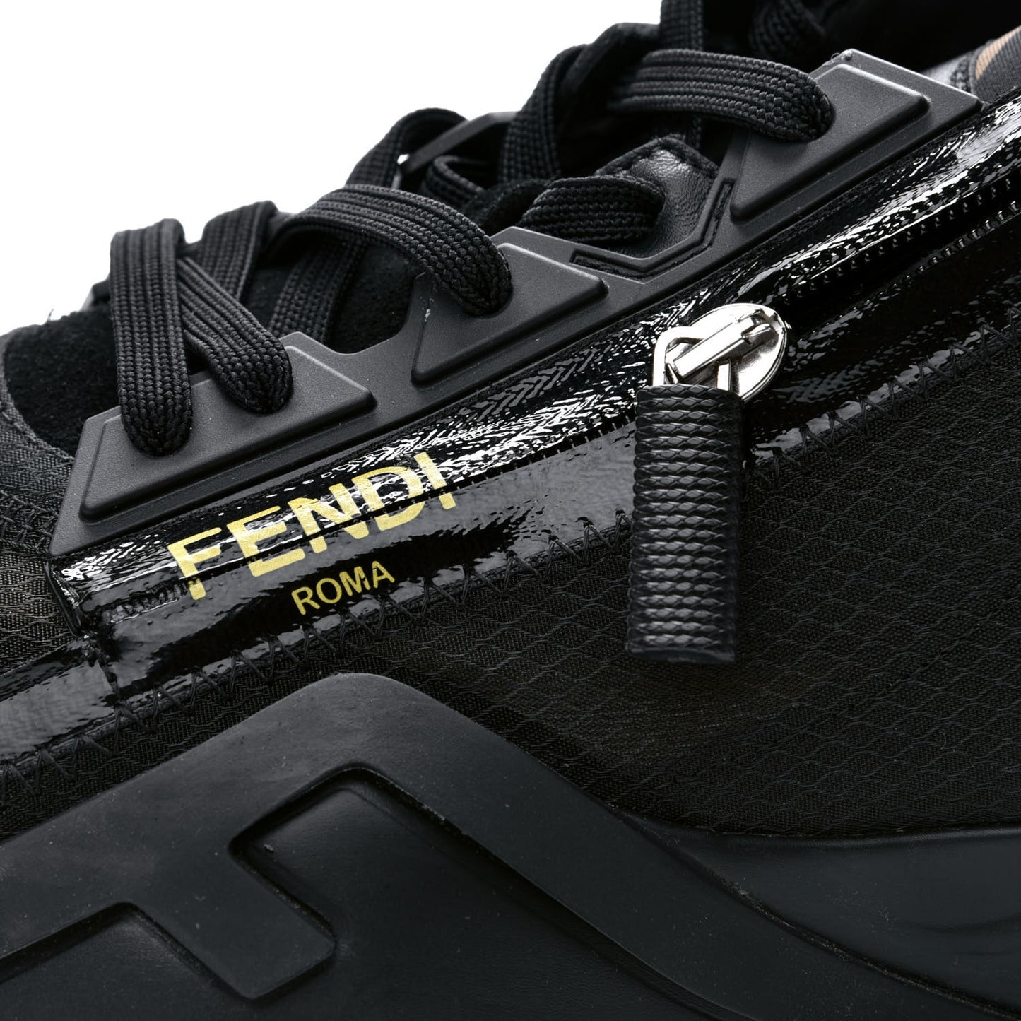 Nylon Suede Mens Fendi Flow Low Top Sneakers 8 Black