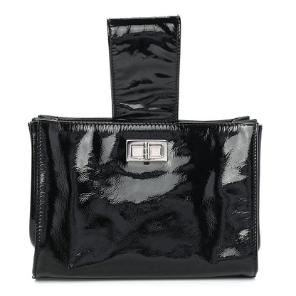 Chanel Patent Mademoiselle Lock Convertible Wrist Clutch Bag Black 3 of 10