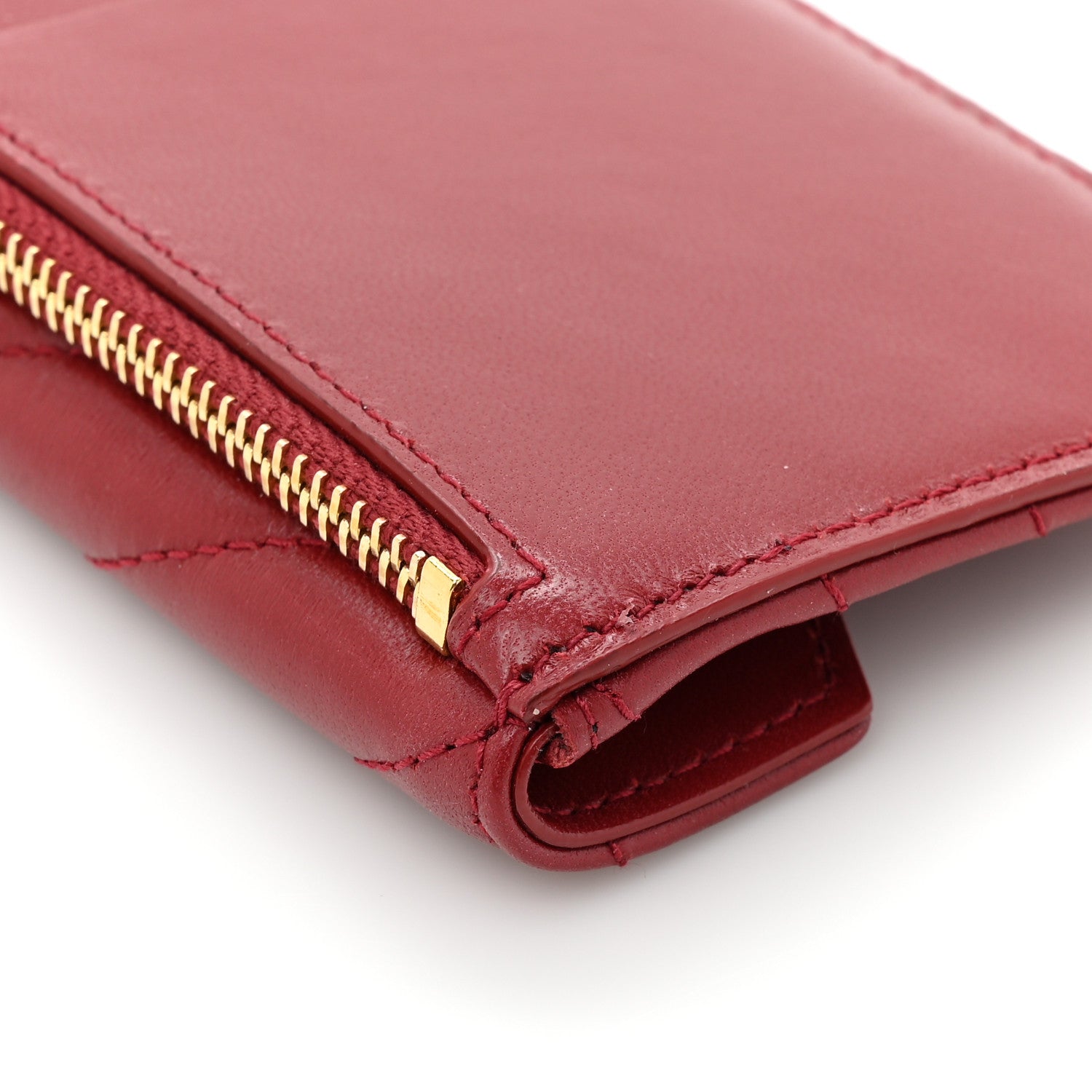 Saint Laurent Lambskin Matelasse Chevron Monogram Compact Wallet Red 11 of 11