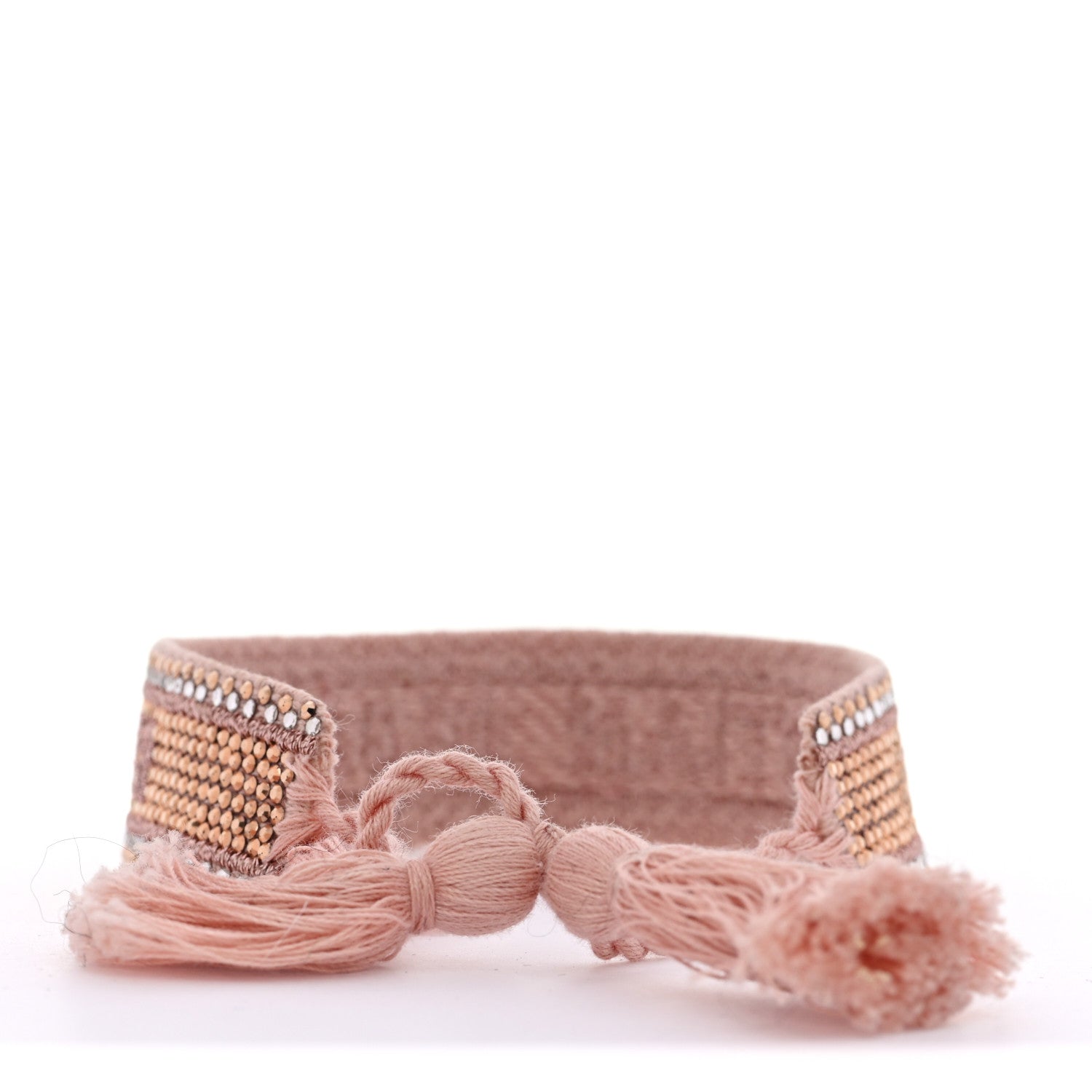 Christian Dior Woven Cotton Crystal Embroidered J'Adior Friendship Bracelet Pink 3 of 4