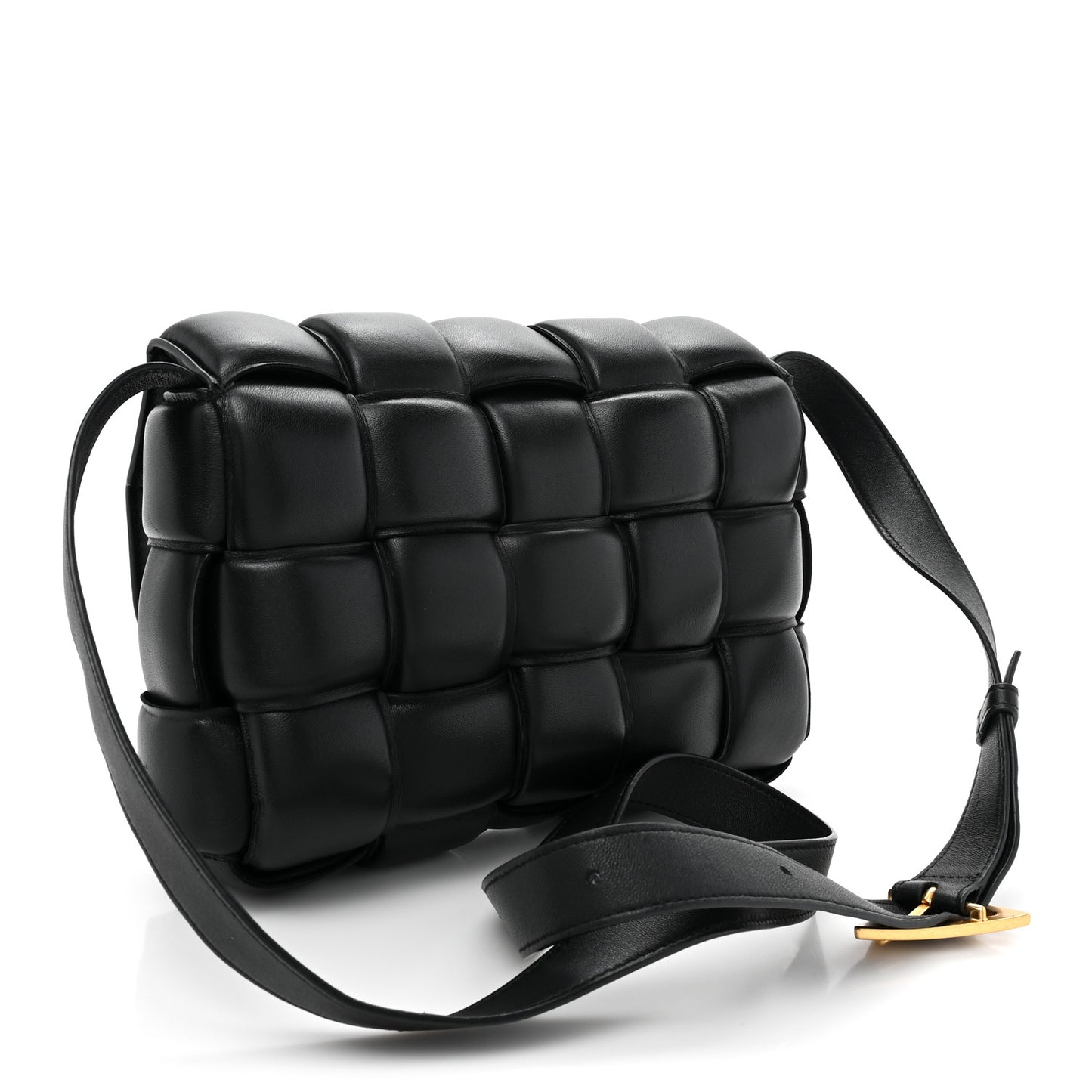 Nappa Maxi Intreccio Padded Cassette Crossbody Bag Black