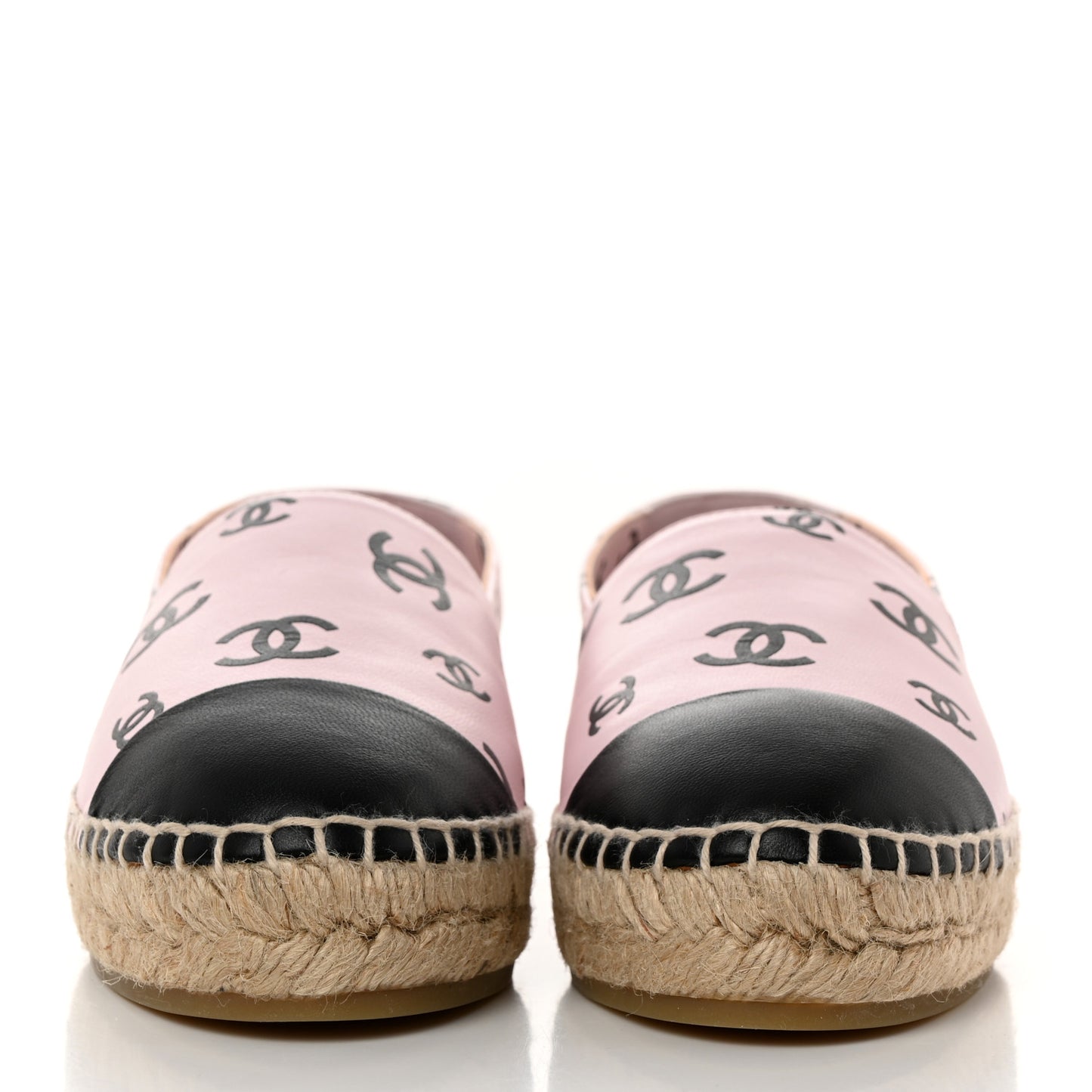 Lambskin Printed Coco Beach Espadrilles 36 Light Pink Black