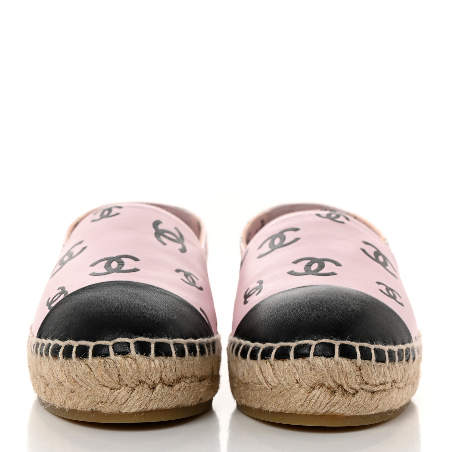 Chanel Lambskin Printed Coco Beach Espadrilles 36 Light Pink Black 2 of 10