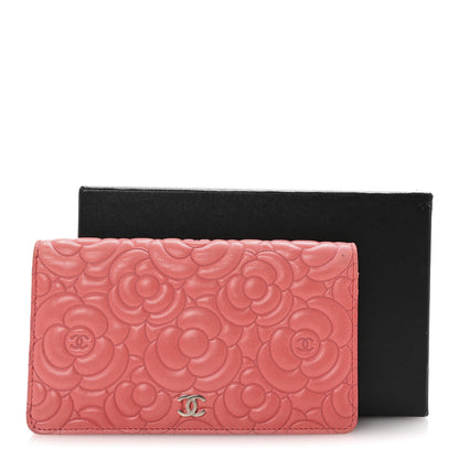 Chanel Lambskin Camellia Embossed Yen Wallet Pink 9 of 9