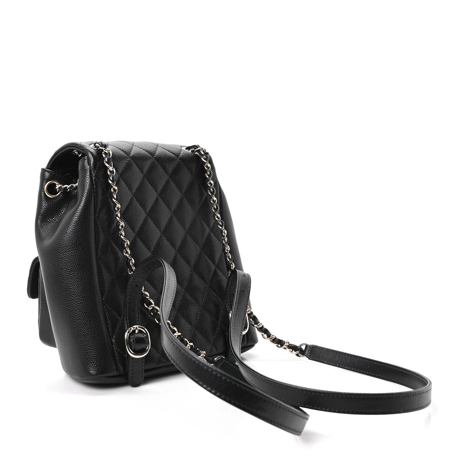 Chanel Shiny Caviar Quilted Small Duma Pockets Drawstring Backpack Black 2 of 10