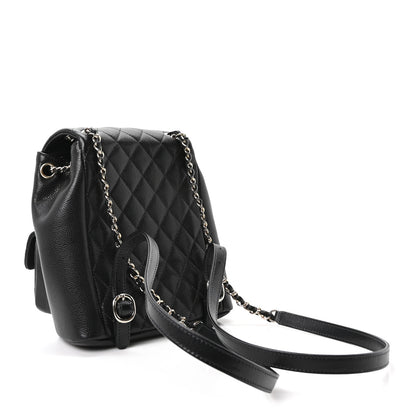 Chanel Shiny Caviar Quilted Small Duma Pockets Drawstring Backpack Black 2 of 10
