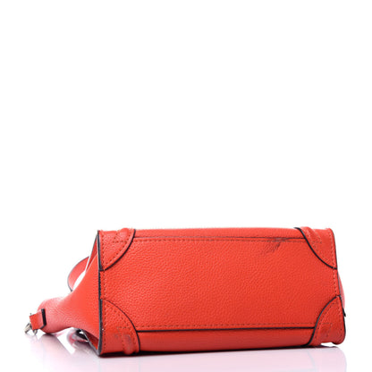 Celine Drummed Calfskin Nano Luggage Vermillion 5 of 11